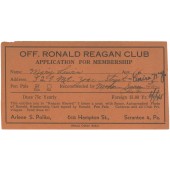 OFF. RONALD REAGAN CLUB APPLICATION FOR MEMBERSHIP (1945)