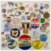 49 different Democratic Party pinbacks, etc.