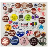 42 different Jerry Brown pinback buttons