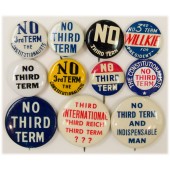 Group of 11 different Willkie "No Third Term" pinback buttons