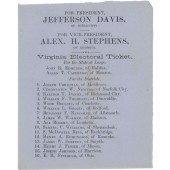 FOR PRESIDENT JEFFERSON DAVIS... FOR VICE PRESIDENT ALEX. H. STEPHENS