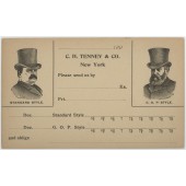 U.S. Postal card (Cleveland & Harrison in top hats)