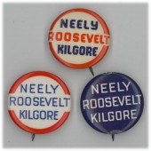 NEELY ROOSEVELT KILGORE (3 pinbacks)