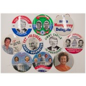 10 different 6" pinbacks 1964-1989