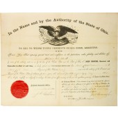Military appointment document signed by Ohio Governor John Brough, 1865