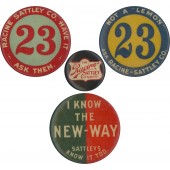Group of 4 RACINE-SATTLEY CO. pinbacks