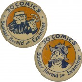 Group of 2 SUNDAY HERALD AND EXAMINER COMICS pinbacks