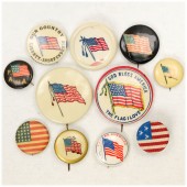 11 American flag pinbacks 1900-1940's