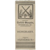 Garfield Obsequies, SEPTEMBER 26th,m 1881. HONORARY. CLEVELAND, O.