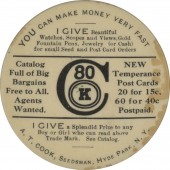 Temperance Post Cards A. T. COOK, SEEDSMAN pocket mirror