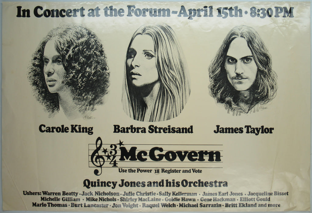 Carole King / Barbra Streisand / James Taylor  McGovern concert poster