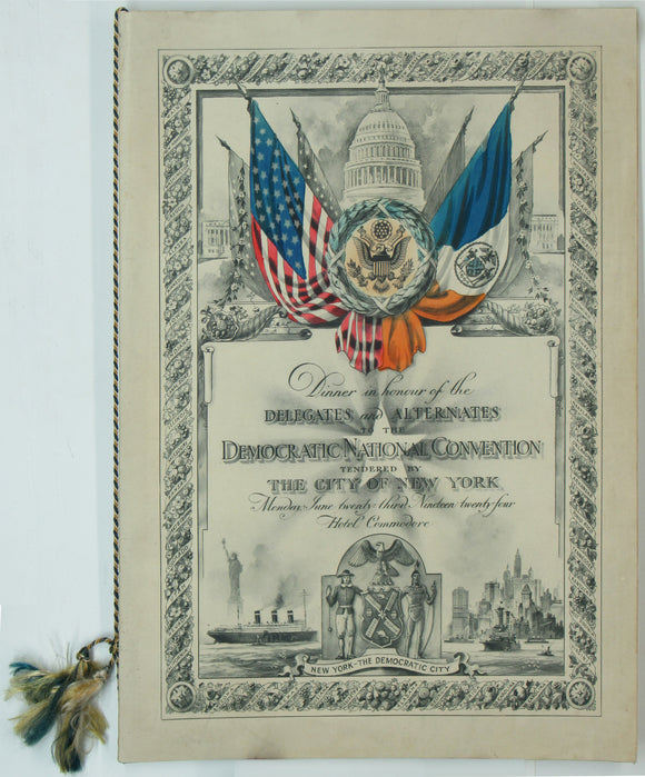 1924 Delegate & Alternate DNC Program/Menu, ticket, and Seating List