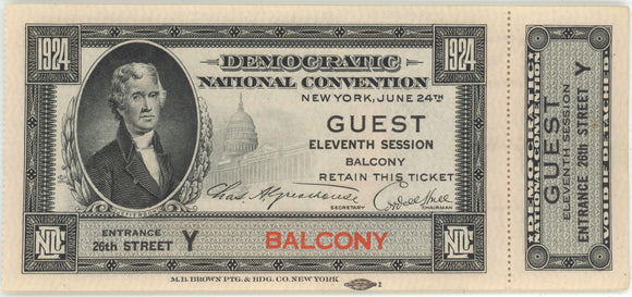 1924 DEMOCRATIC NATIONAL CONVENTION NEW YORK  GUEST