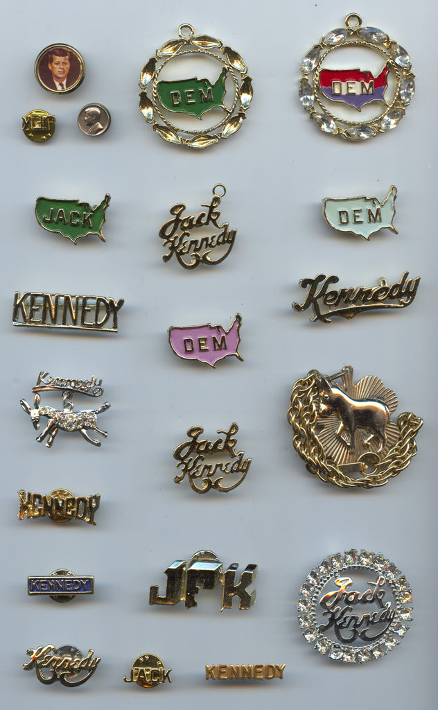 Collection of John F. Kennedy campaign jewelry - 49 different