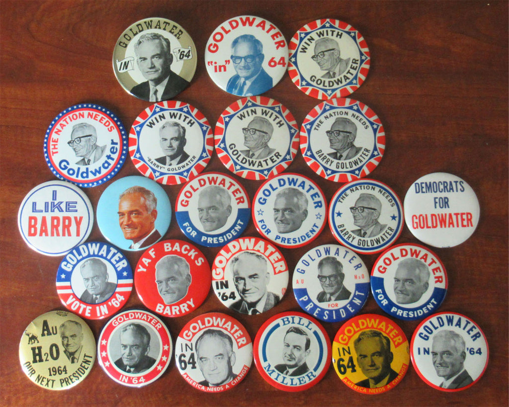 Collection of 49 different 3-4" Goldwater buttons