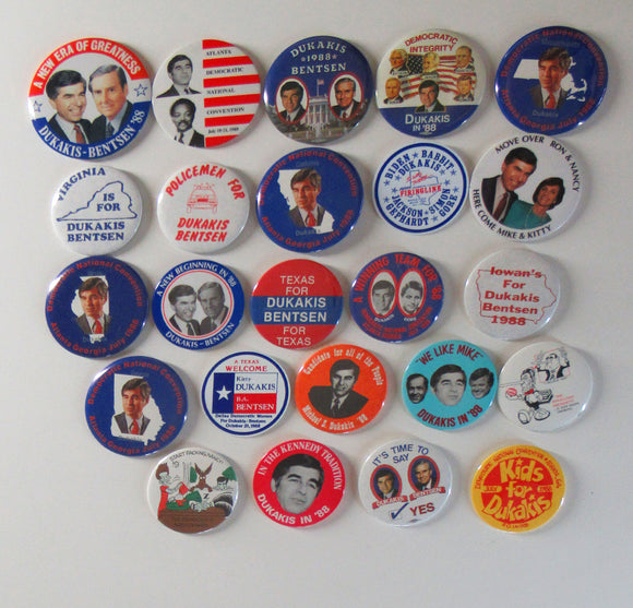 Collection of 107 Michael Dukakis pinbacks, etc.